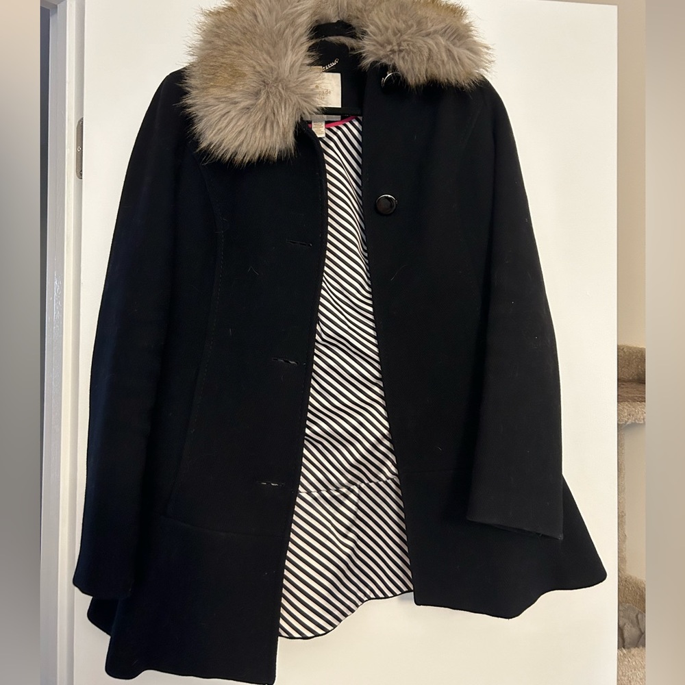 Kate Spade Wool Coat with Faux Fur Collar